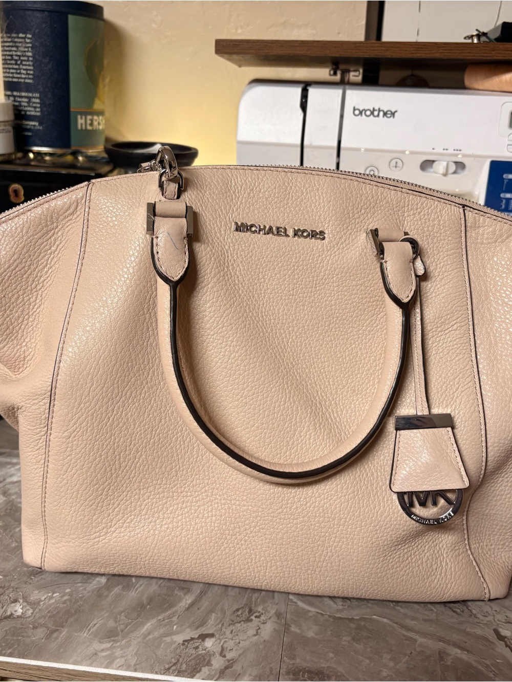 Michael Kors Riley Large Pebbled Leather Satchel